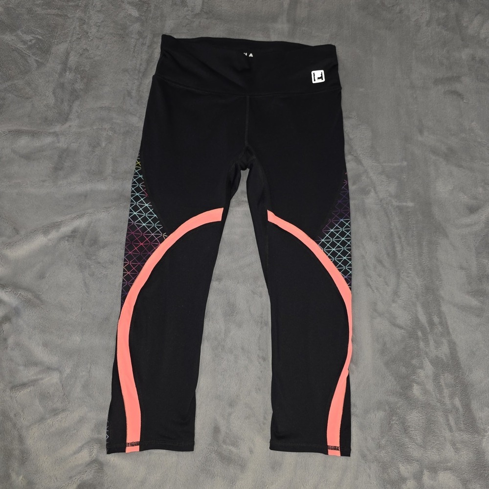 Fila Sport Black Cropped Athletic Leggings Black Pockets Size Small